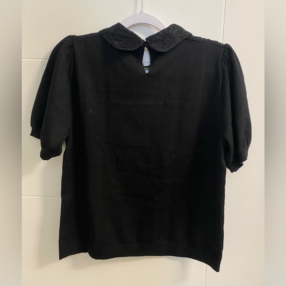 Adrianna Papell Short Sleeve Sweater with Lace BNWT - Picture 2 of 7